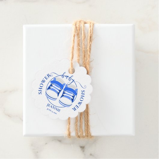 BOY BLUE BOOTIES赤ちゃんシャワーラウンドメッセージカード フェイバータグ (インサイチュ)