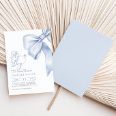 Boy Blue Bow Baby Shower 招待状