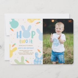 Boy Blue Bunny 2nd誕生日の写真 招待状