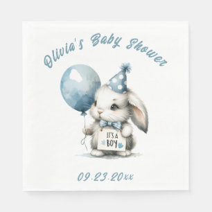 Boy Blue Bunny Animal Baby Showerのテーマ スタンダードランチョンナプキン