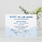 Boy blue christmas baby shower 招待状 (スタンド正面)