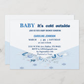 Boy blue christmas baby shower 招待状 (正面/裏面)
