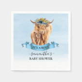 Boy Blue Highland牛ふくらはぎ赤ちゃんシャワー スタンダードカクテルナプキン (正面)