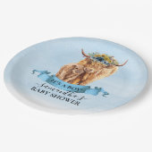 Boy Blue Highland牛ふくらはぎ赤ちゃんシャワー ペーパープレート (アングル)