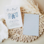 Boy Blue Jean Denim Baby Shower 招待状