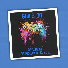 Boy Blue Level Up ビデオゲームパーティー スタンダードカクテルナプキン