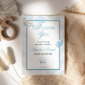 Boy Blue Moon Prince Watercolor Baby Shower サンキューカード