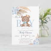 BOY BLUE PAMPAS Grass Boho Teddyベアベビー 招待状 (スタンド正面)
