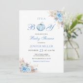 Boy Blue Pumpkin Baby Shower 招待状 (スタンド正面)