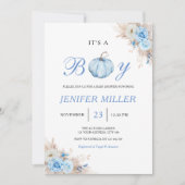 Boy Blue Pumpkin Baby Shower 招待状 (正面)