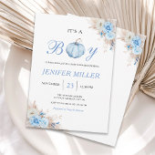 Boy Blue Pumpkin Baby Shower 招待状