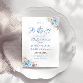 Boy Blue Pumpkin Baby Shower 招待状
