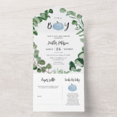 Boy Blue Pumpkin Boy Baby Shower オールインワン招待状 (内側)