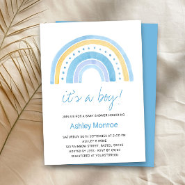 Boy Blue Rainbow Baby Shower 招待状
