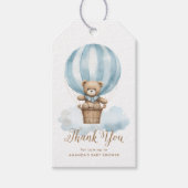 Boy Blue Teddy Bear Moon Baby Shower Favor ギフトタグ (正面)