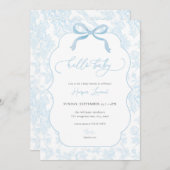 Boy Blue Toile De Jouy Baby Shower Invitation 招待状 (正面/裏面)