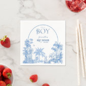 Boy Blue Toile Safariの赤エレガントちゃんシャワー スタンダードカクテルナプキン (インサイチュ)