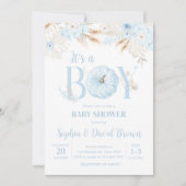 Boy Boho Pumpkin Baby Shower 招待状 (正面)