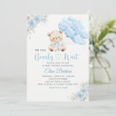 Boy Boho Teddy Bear We Can Bearly Wait Baby Shower 招待状 (スタンド正面)