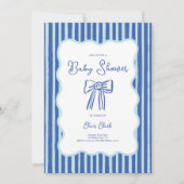 Boy Bow Invitation, Blue Hand Drawn Baby Shower 招待状 (正面)