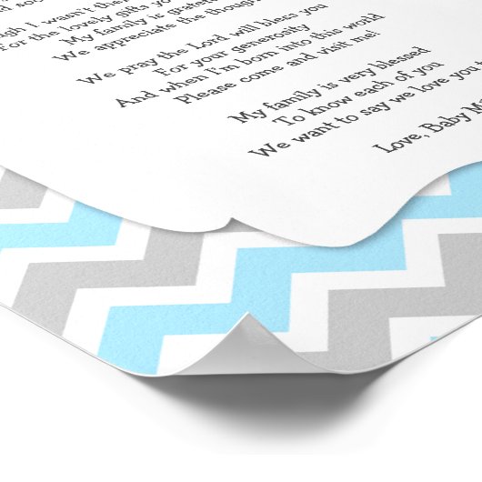 BOY Bow Tie Baby Shower Thank you Poster ポスター (角)