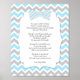 BOY Bow Tie Baby Shower Thank you Poster ポスター