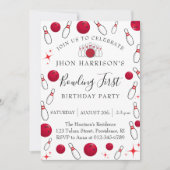 Boy Bowling Party 1st Birthday 招待状 (正面)