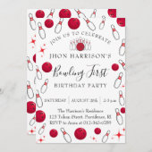 Boy Bowling Party 1st Birthday 招待状 (正面/裏面)