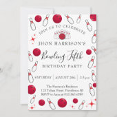 Boy Bowling Party 5th Birthday  招待状 (正面)