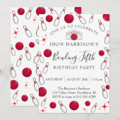 Boy Bowling Party 5th Birthday  招待状 (正面/裏面)