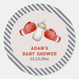 Boy Boxing Little Champion Baby Shower ラウンドシール