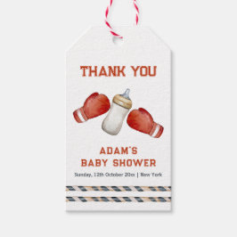 Boy Boxing Little Champion Baby Shower Thank You ギフトタグ