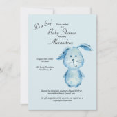 Boy Bunny Water Color Baby Shower 招待状 (正面)