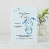 Boy Bunny Water Color Baby Shower 招待状 (スタンド正面)