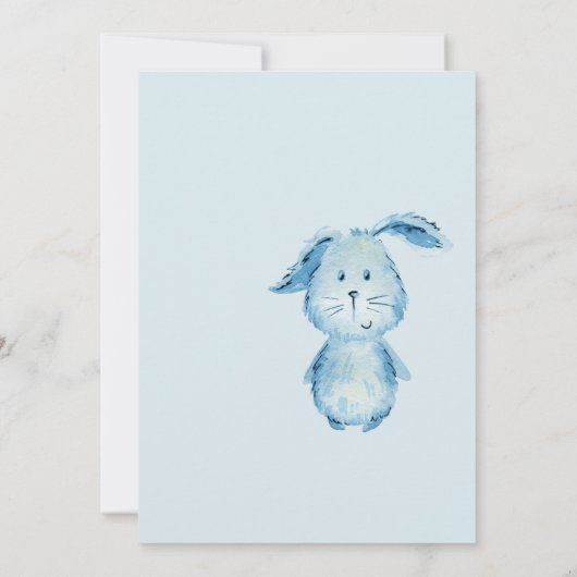 Boy Bunny Water Color Baby Shower 招待状 (裏面)