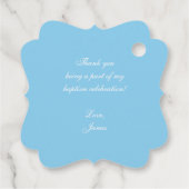 Boy Christening Baby Blue Cross in Crest Baptism フェイバータグ (裏面)