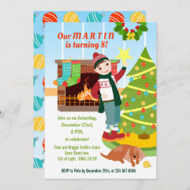 Boy Christmas Birthdayパーティーへの招待 招待状