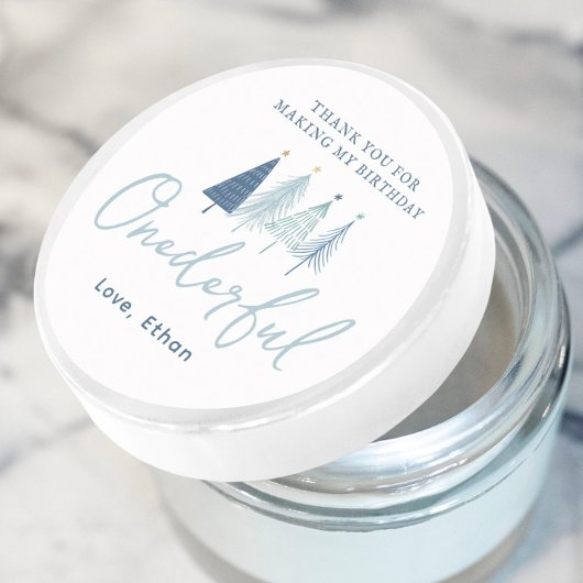 Boy Christmas Tree Onederful誕生日ありがとう ラウンドシール