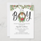 Boy Christmas Water Colorベビーシャワー 招待状 (正面)