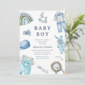 Boy Clothes子供部屋赤ちゃんシャワー招待 招待状 (スタンド正面)