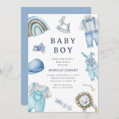 Boy Clothes子供部屋赤ちゃんシャワー招待 招待状 (正面/裏面)
