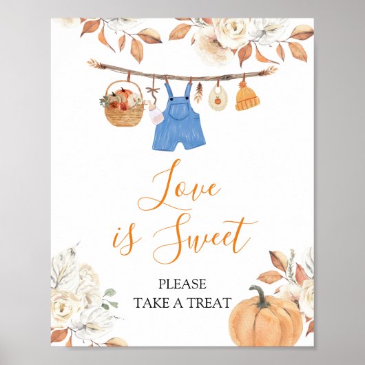 Boy Clothes Pumpkin Fall Baby Shower Love is Sweet ポスター (正面)