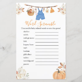 Boy Clothes Pumpkin Fall Baby Shower Word Scramble