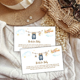 Boy Clothesline Airplane Books For Baby Shower エンクロージャーカード