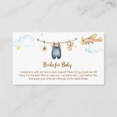 Boy Clothesline Airplane Books For Baby Shower エンクロージャーカード (正面)