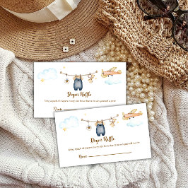Boy Clothesline Airplane Diaper Raffle Baby Shower エンクロージャーカード