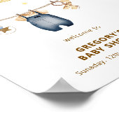 Boy Clothesline Airplane Sky Baby Shower Welcome  ポスター (角)