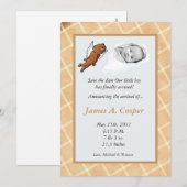 Boy Cloud PHOTO on Circle Birth Announcement 招待状 (正面/裏面)