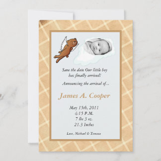 Boy Cloud PHOTO on Circle Birth Announcement 招待状