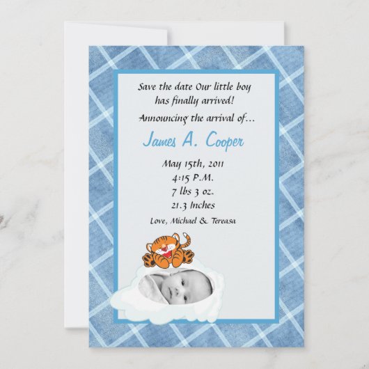Boy Cloud PHOTO on Circle Birth Announcement 招待状 (正面)